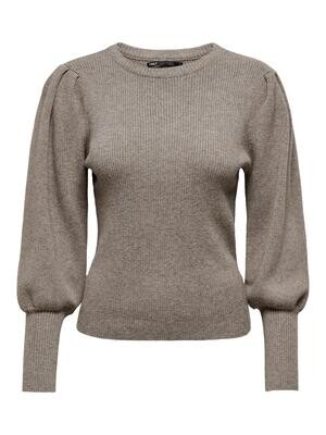 ONLKATIA L/S PUFF O-NECK KNT Dark Olive-W. MELANGE