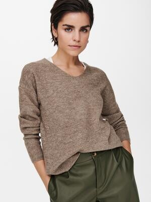 ONLCAMILLA V-NECK L/S PULLOVER KNT NOOS Caribou-MELANGE