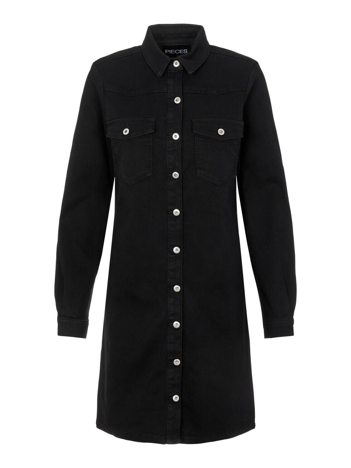 PCPERRY L/S DENIM DRESS-VI/NOOS BC Black Denim