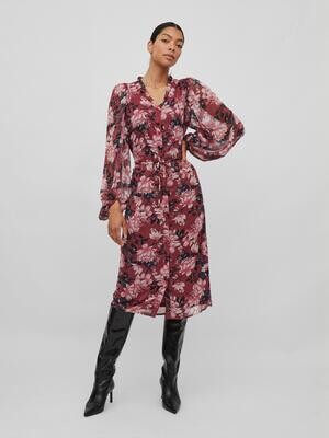 VIFALIA V-NECK L/S MIDI DRESS/SU/TB Hawthorn Rose/Flower