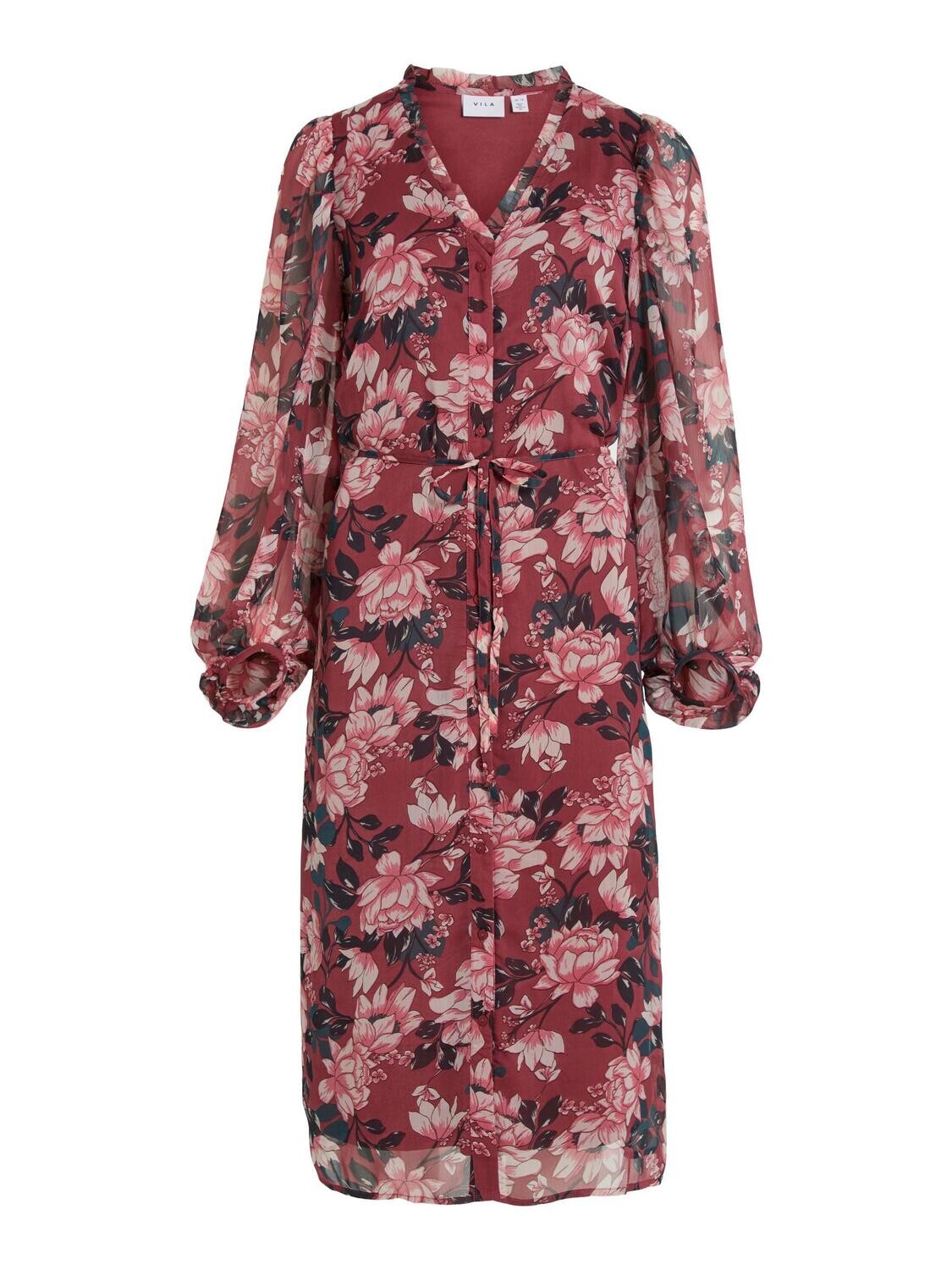VIFALIA V-NECK L/S MIDI DRESS/SU/TB Hawthorn Rose/Flower