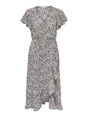JDYPIPER MILO S/S MIDI FLOUNCE DRESS WVN Black-LAVENDULA SMALL FLOWER