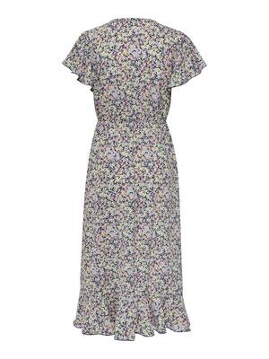JDYPIPER MILO S/S MIDI FLOUNCE DRESS WVN Black-LAVENDULA SMALL FLOWER