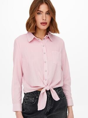 ONLLECEY LS KNOT SHIRT NOOS WVN Bleached Mauve-CLOUD DANCER