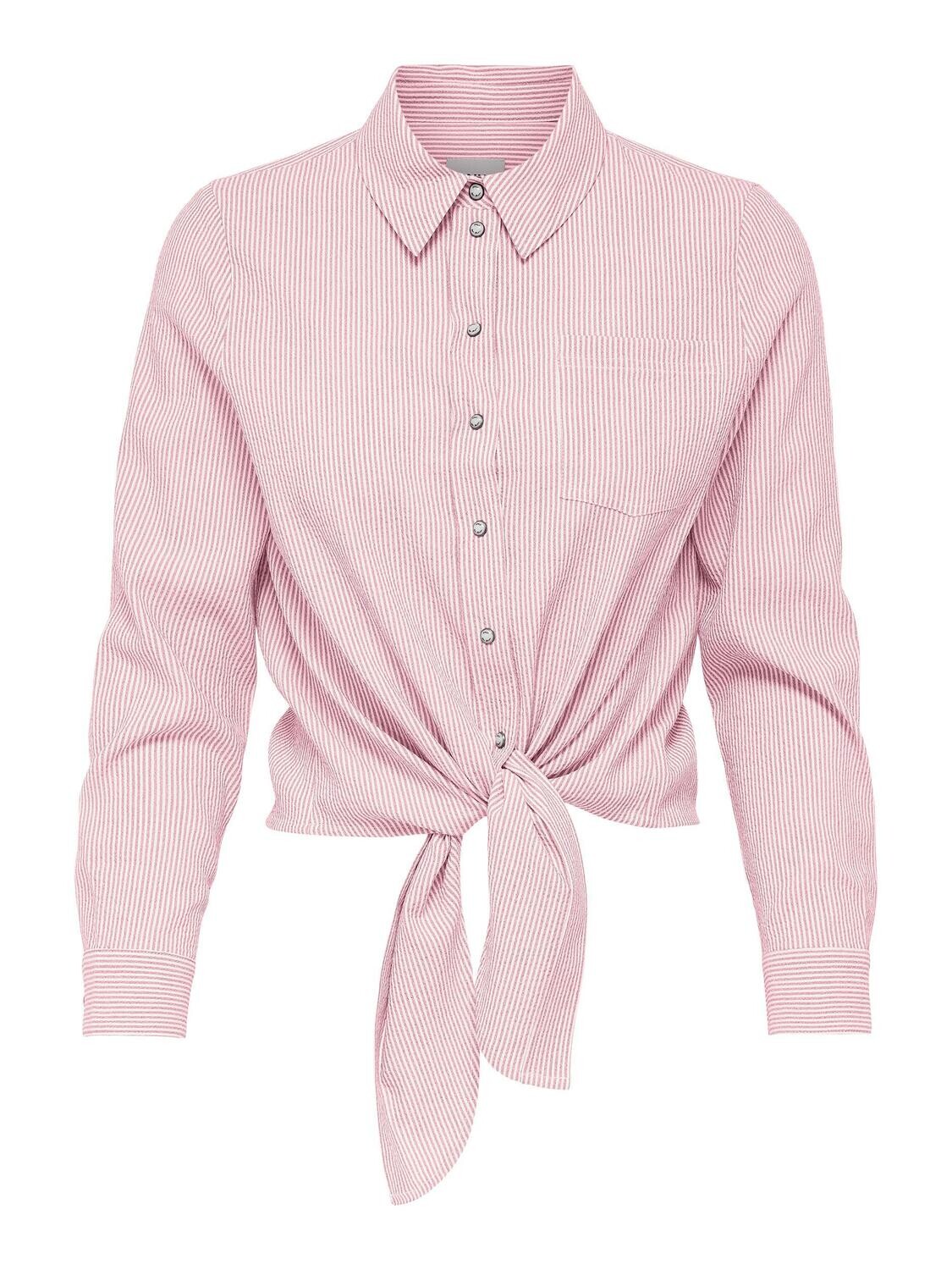 ONLLECEY LS KNOT SHIRT NOOS WVN Bleached Mauve-CLOUD DANCER