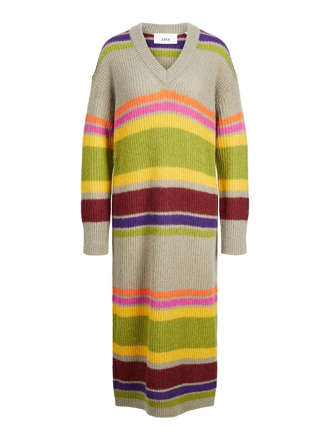 JXNICOLLE FLUFFY STRIPE DRESS KNIT SN Brindle/Multi colore