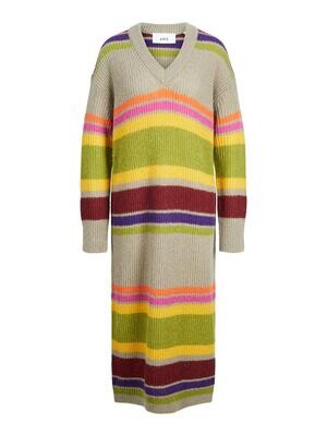 JXNICOLLE FLUFFY STRIPE DRESS KNIT SN Brindle/Multi colore