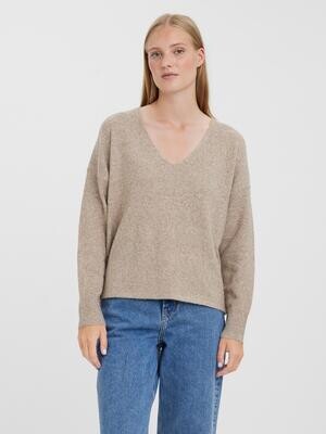 VMDOFFY LS V-NECK BLOUSE GA NOOS Sepia Tint/MELANGE