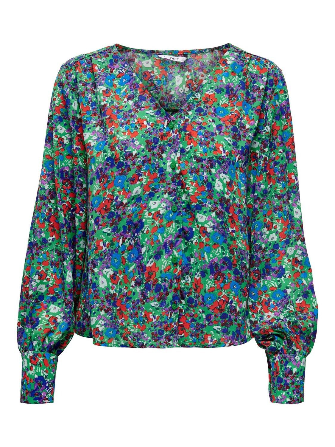 ONLABIGAIL LIFE L/S BUTTON SHIRT PTM Kelly Green-Maritime blooming