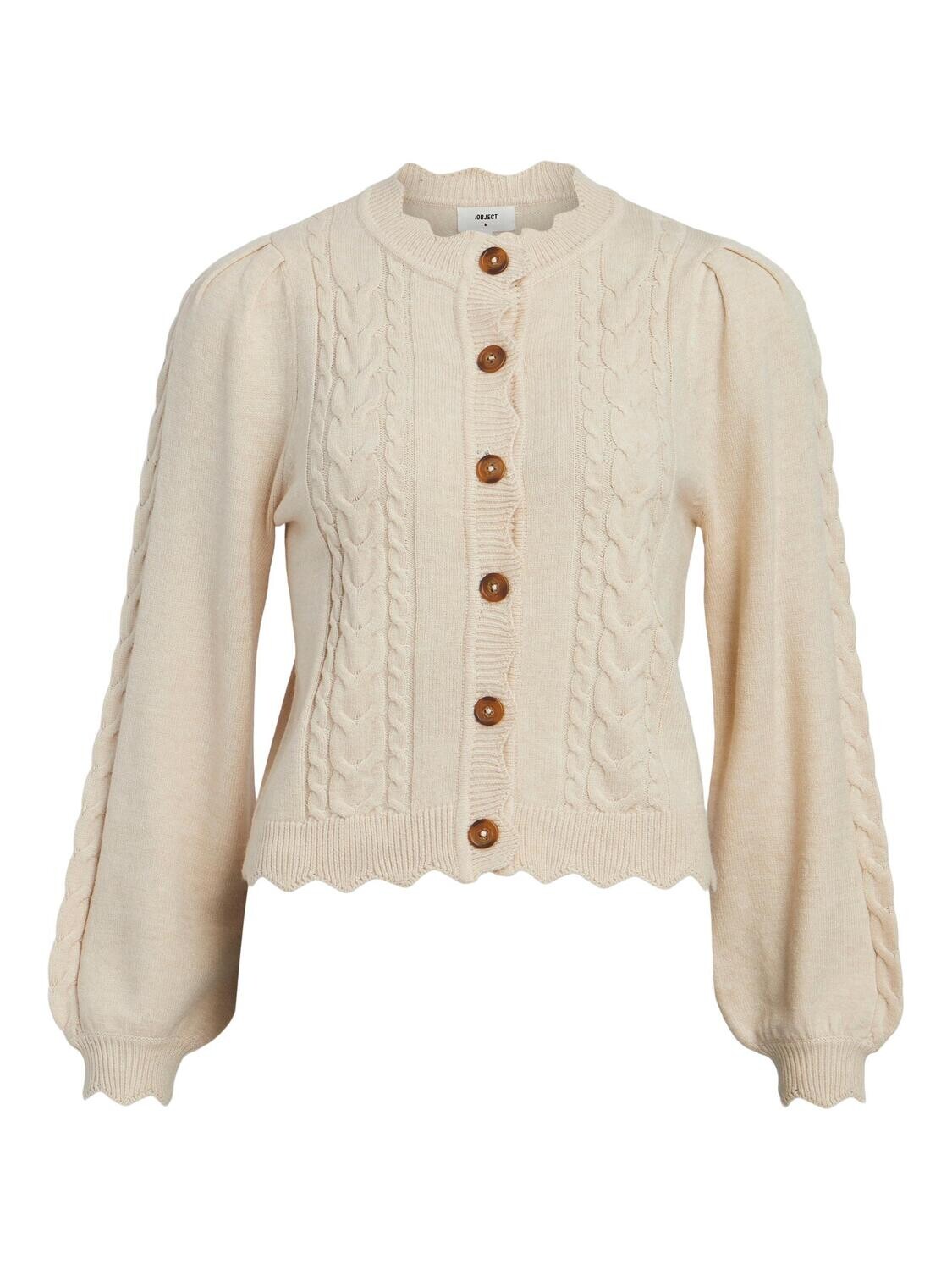 OBJRUTH L/S CARDIGAN 125 Sandshell-White thread