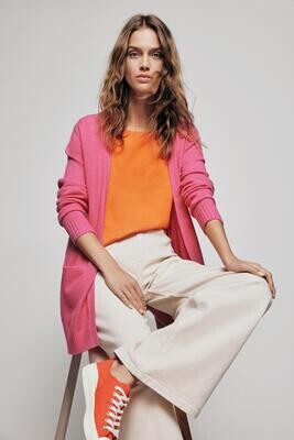 VIRIL OPEN L/S KNIT CARDIGAN - NOOS Pink Yarrow/DARK MEL