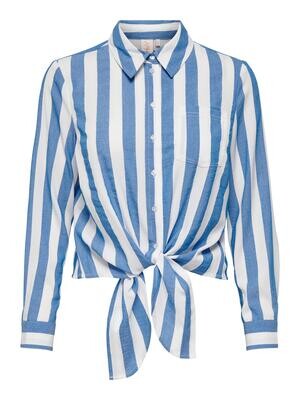 ONLLECEY LS KNOT SHIRT NOOS WVN Cloud Dancer-WIDE STRIPE MEDIU