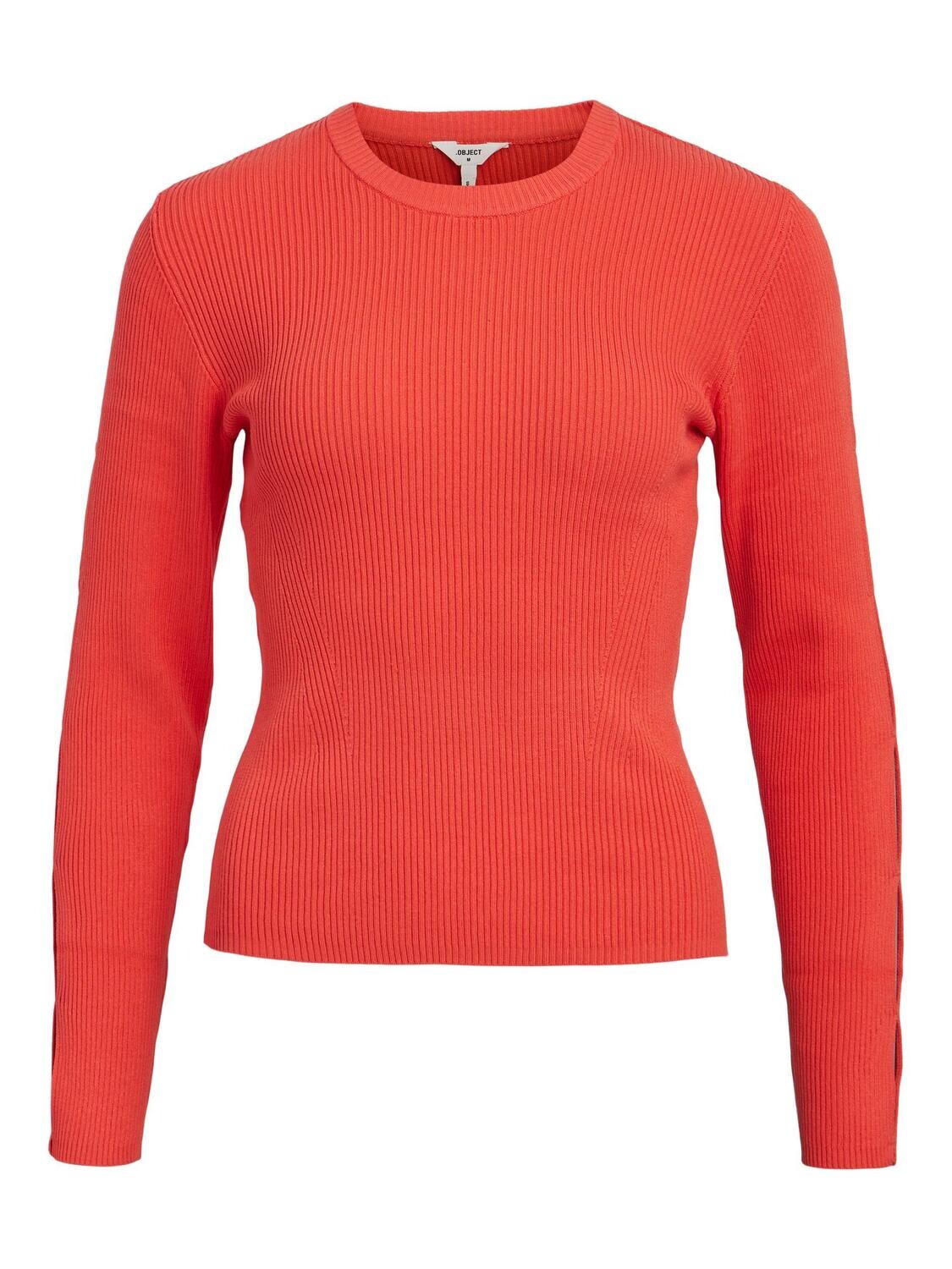 OBJLASIA L/S KNIT PULLOVER 125 Hot Coral