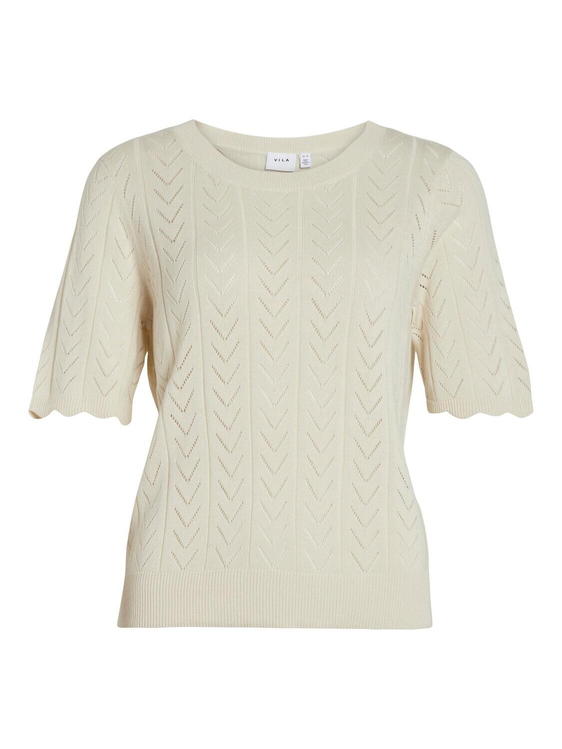 VISHELLEY O-NECK 2/4 KNIT TOP - NOOS Birch