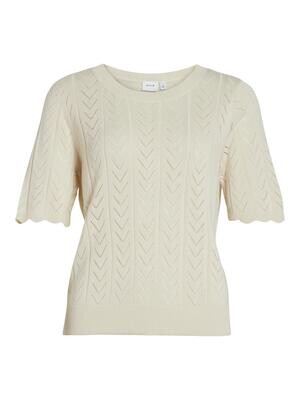 VISHELLEY O-NECK 2/4 KNIT TOP - NOOS Birch