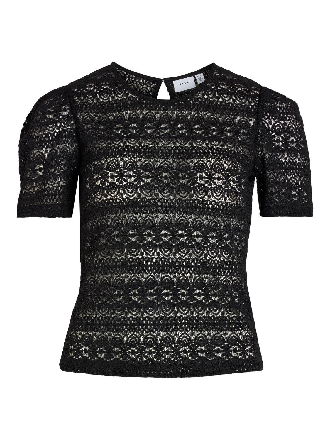 VICHIKKA PUFF O-NECK S/S TOP - NOOS Black