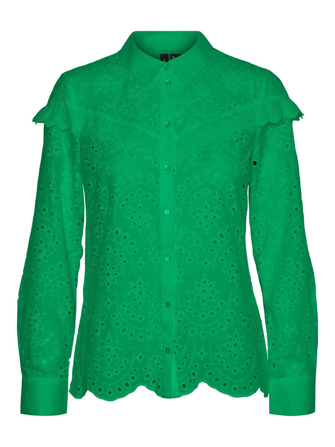 VMNEW NORA LS SHIRT WVN Bright Green