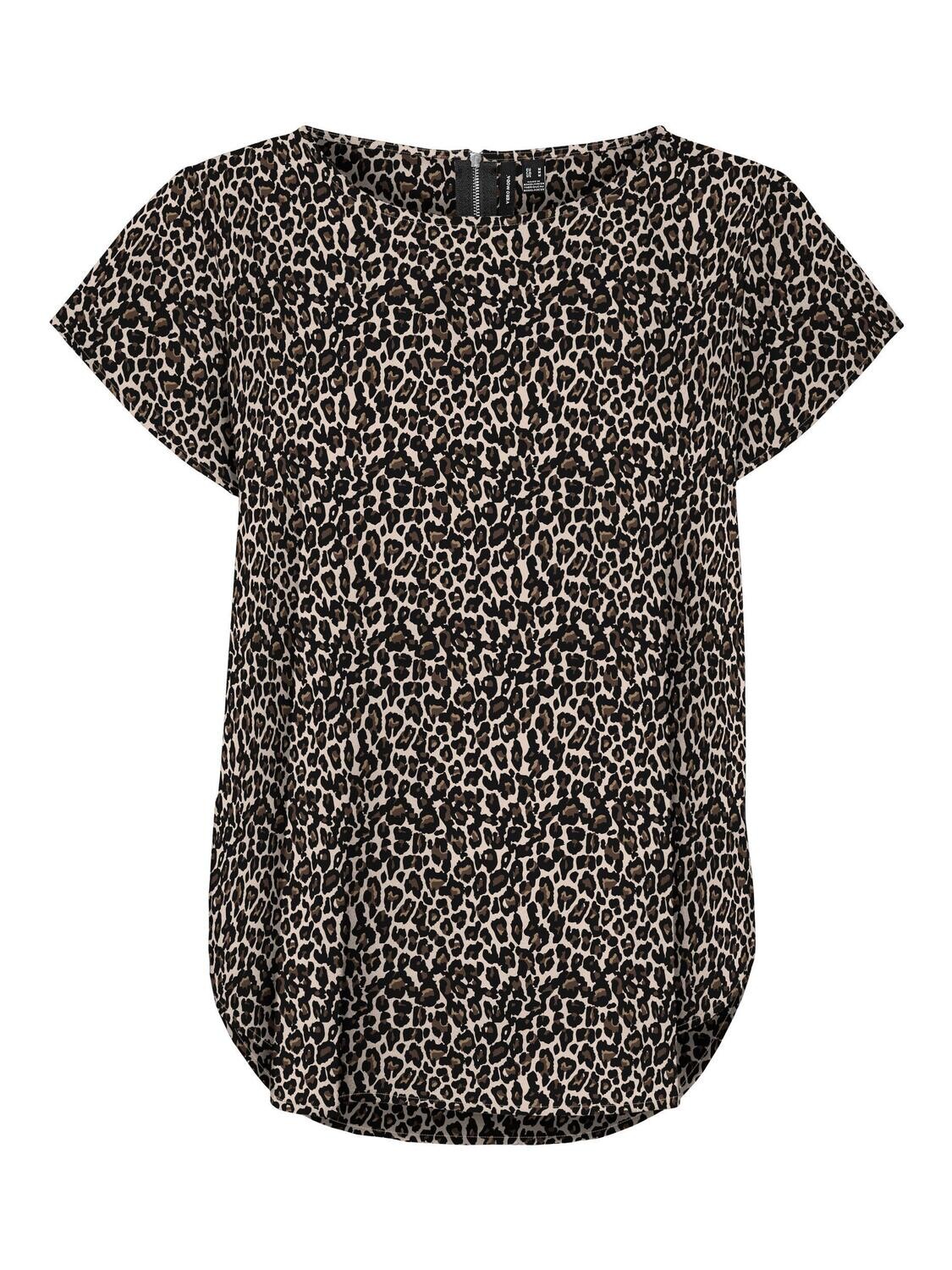 VMSAKI SS ZIP TOP AOP WVN GA Oatmeal-Linea leo