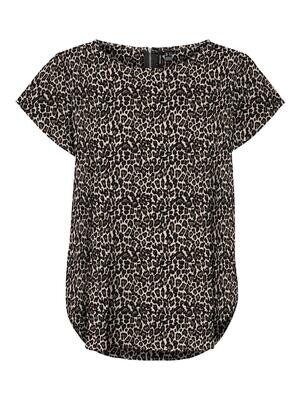 VMSAKI SS ZIP TOP AOP WVN GA Oatmeal-Linea leo