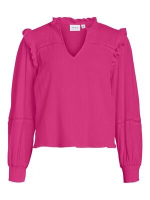 VIALIA V-NECK L/S TOP Pink Yarrow