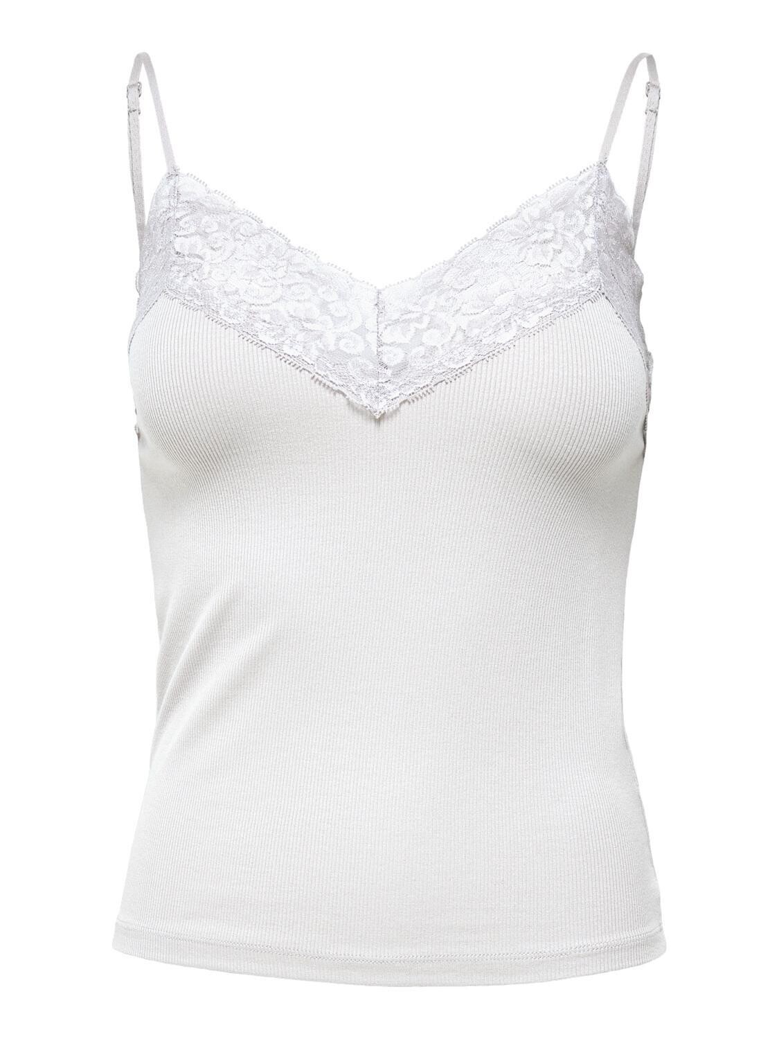ONLTILDE RIB LACE SINGLET JRS White