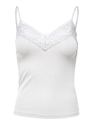 ONLTILDE RIB LACE SINGLET JRS White