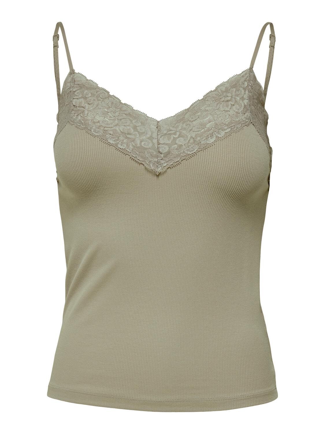 ONLTILDE RIB LACE SINGLET JRS Elm
