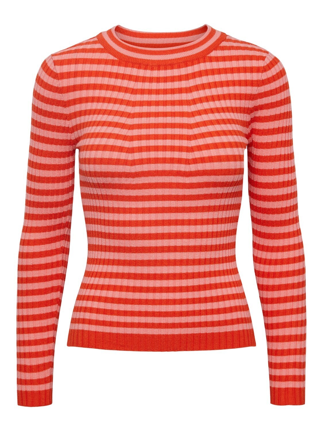 PCCRISTA LS O-NECK KNIT NOOS BC Strawberry Pink/TANG