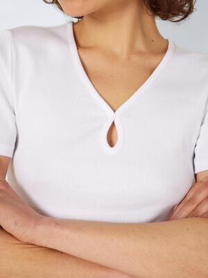 NMMAYA S/S O-NECK CUTOUT TOP NOOS Bright White