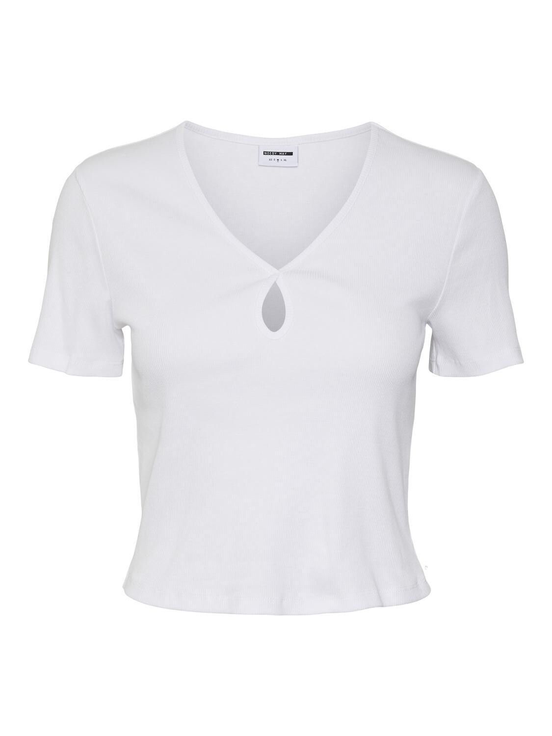 NMMAYA S/S O-NECK CUTOUT TOP NOOS Bright White