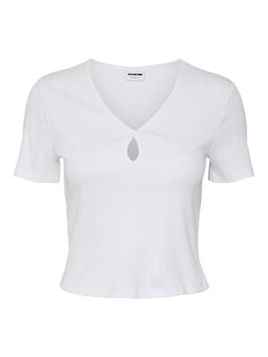 NMMAYA S/S O-NECK CUTOUT TOP NOOS Bright White