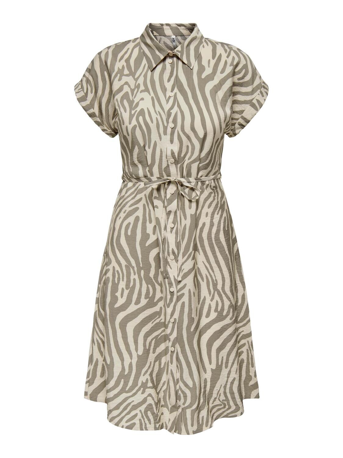 JDYCAMILLE S/S SHIRT DRESS WVN Sandshell-VETIVER ZEBRA