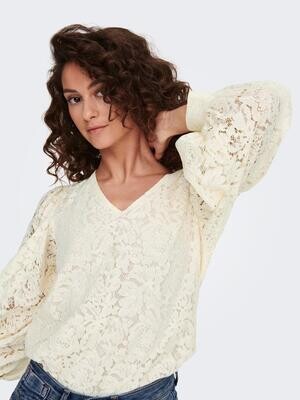 ONLBINA YRSA LACE V-NECK TOP WVN Creme