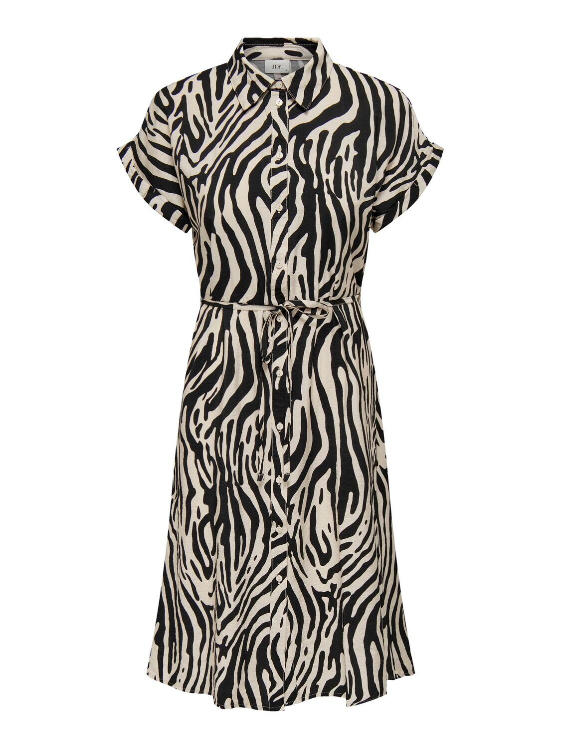 JDYCAMILLE S/S SHIRT DRESS WVN Sandshell-BLACK ZEBRA