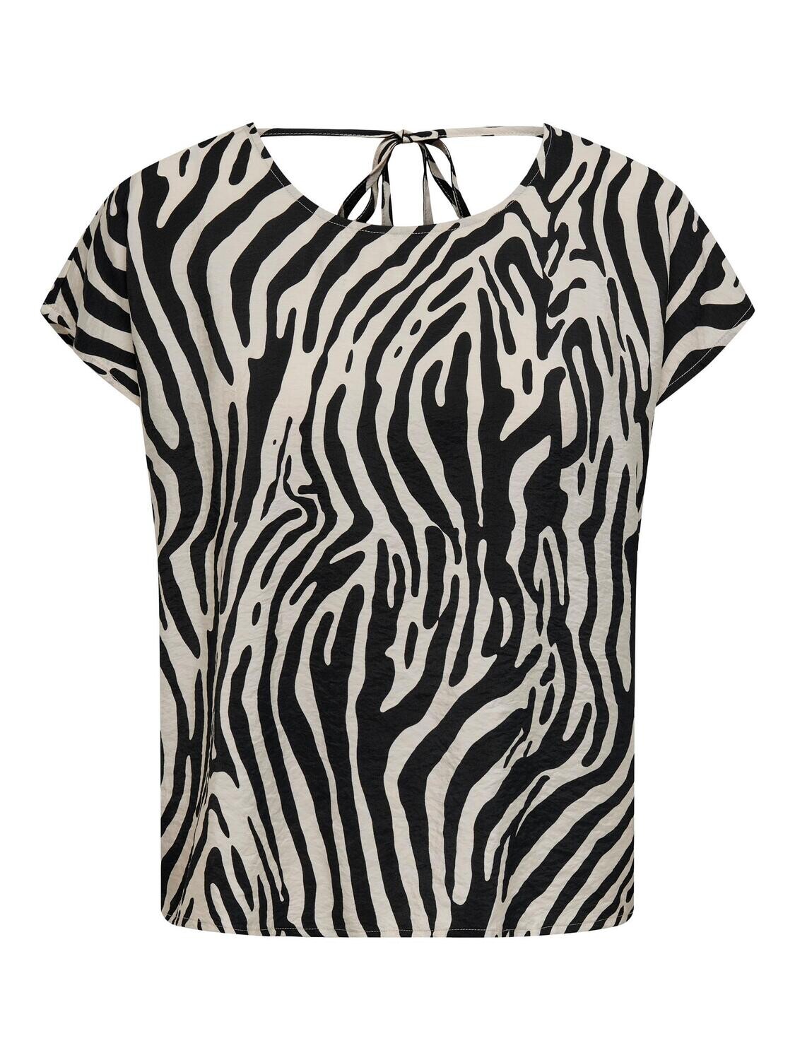 JDYCAMILLE S/S TOP WVN Sandshell-BLACK ZEBRA