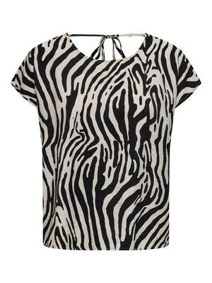 JDYCAMILLE S/S TOP WVN Sandshell-BLACK ZEBRA