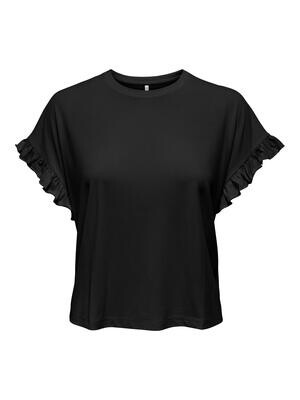 ONLFREE LIFE S/S FRILL LONG TOP CS JRS Black