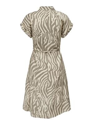 JDYCAMILLE S/S SHIRT DRESS WVN Sandshell-VETIVER ZEBRA