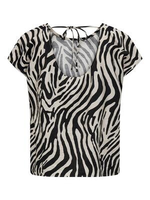 JDYCAMILLE S/S TOP WVN Sandshell-BLACK ZEBRA