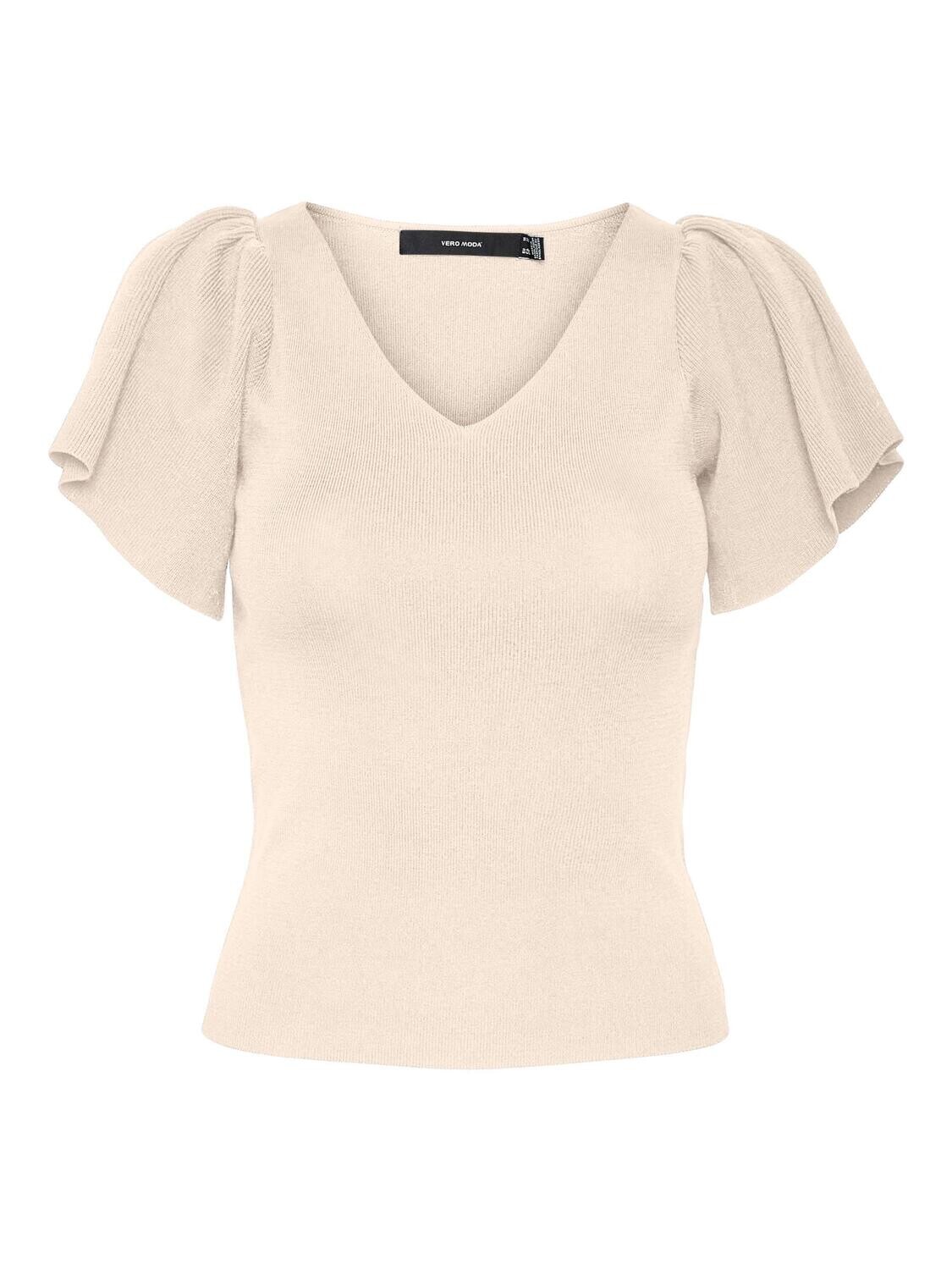 VMGINNY SS V-NECK PULLOVER NOOS Eggnog
