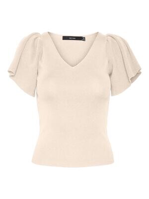 VMGINNY SS V-NECK PULLOVER NOOS Eggnog