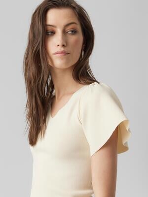 VMGINNY SS V-NECK PULLOVER NOOS Eggnog