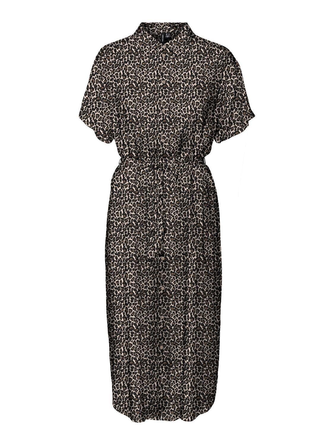 VMBUMPY SS CALF SHIRT DRESS NOOS Oatmeal/Linea leo