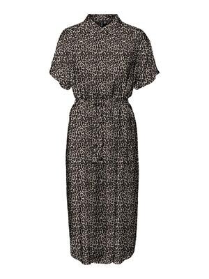 VMBUMPY SS CALF SHIRT DRESS NOOS Oatmeal/Linea leo