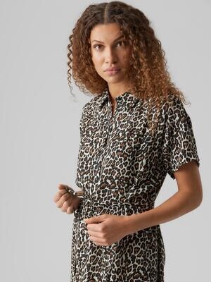 VMBUMPY SS CALF SHIRT DRESS NOOS Oatmeal/Linea leo