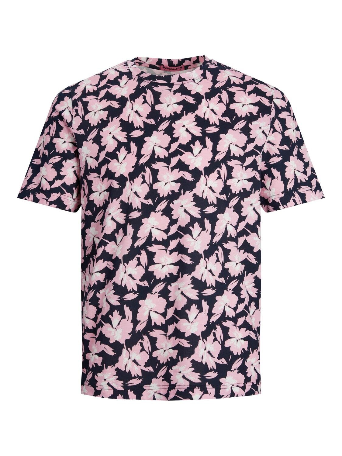 JORPALMA AOP TEE SS CREW NECK Navy Blazer-W. PINK FLOWERS