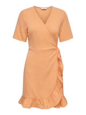 ONLTHYRA SS WRAP DRESS WVN CS Orange Chiffon