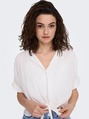 ONLPAULA LIFE S/S TIE SHIRT WVN NOOS White