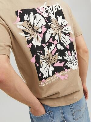 JORCABANA BACK TEE SS CREW NECK LN Crockery