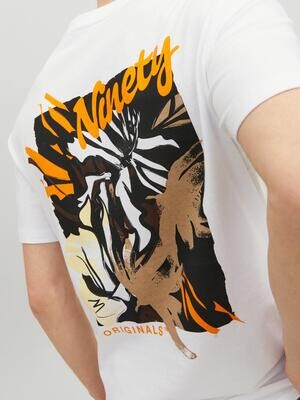 JORCABANA BACK TEE SS CREW NECK LN Bright White